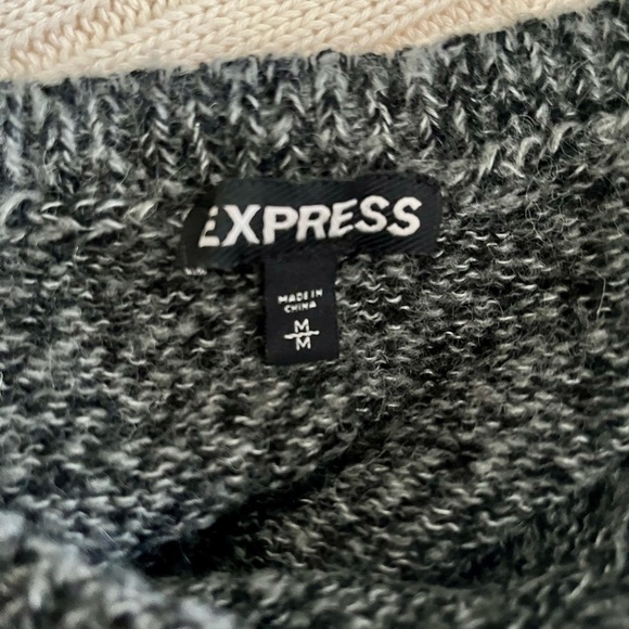 Express greyCrew Neck Sweater with Heart Design - Picture 3 of 6